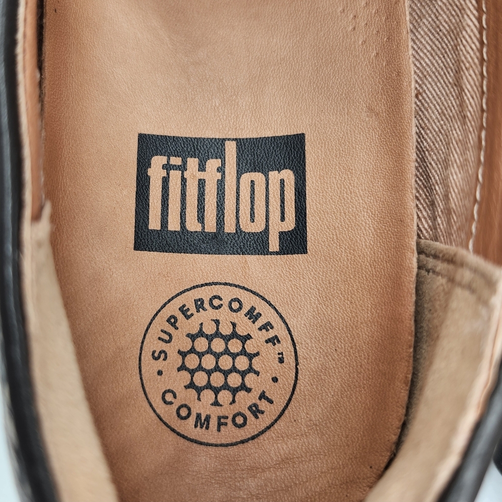 Fitflop Superskate Taupe Beige & Grey Snake Print Leather Slip-On Loafers - Picture 9 of 13